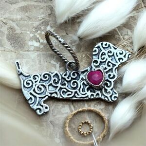 .925 Sterling Silver Dog Pendant